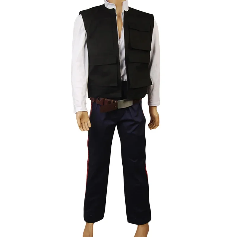 qq273 أزياء هان سولو التأثيرية للرجال البالغين، مجموعة حزام قميص سترة وسراويل