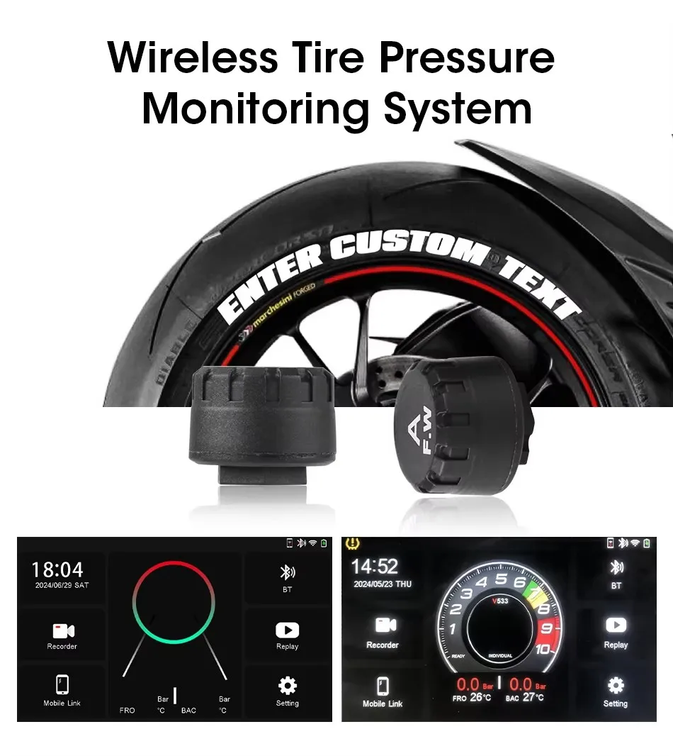 Freedconn TPMS Motorcycle Tire Sensors - usage example