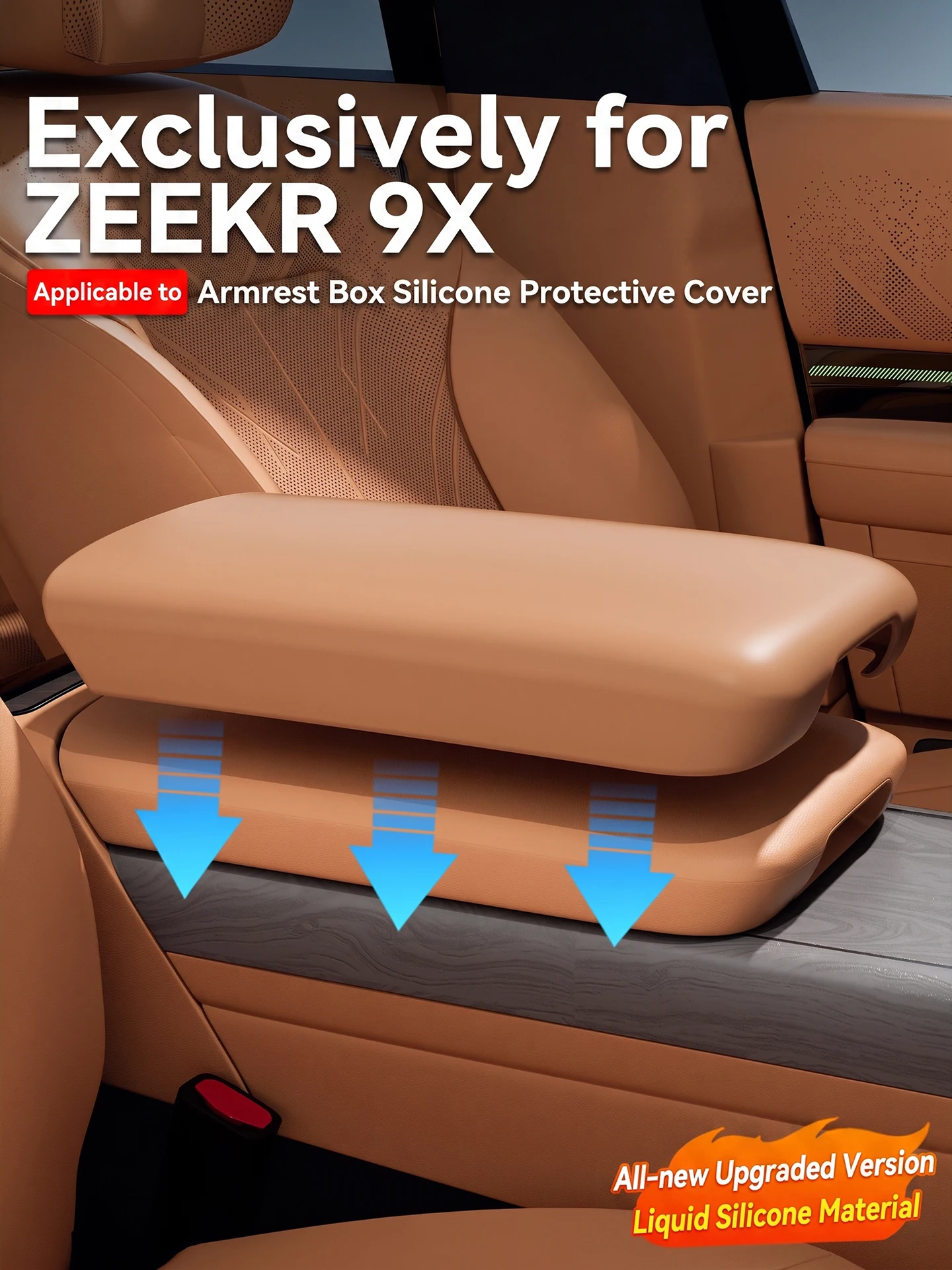 For ZEEKR 9X Car Central Control Armrest Box Protective Cover Silicone Non-Destructive All-Inclusive Anti-Scratch Pad
