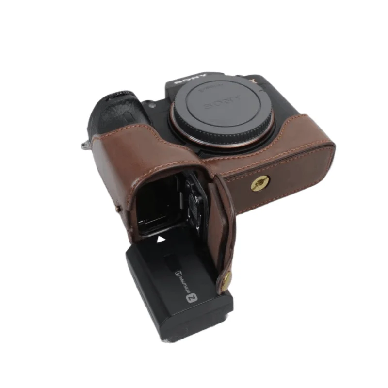 PU Leather Camera Bottom Case Half Body Set Bag For Sony ILCE-9 A9 A7 III A7R3 A7R III A7R Mark 3 Genuine Leather Base Cover