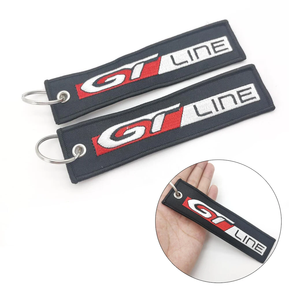 1PCS Car Keychain GT Line Keyring Key Ring For Peugeot GT 508 3008 5008 Kia Picanto Forte Ceed Soul Stinger Shuma Renault Megane