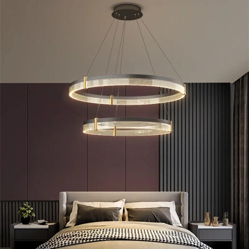 Lustre LED Circle Nordic Design, haut de gamme, éclairage intérieur, décor pour restaurant, chambre à coucher, salon, suspension d'art