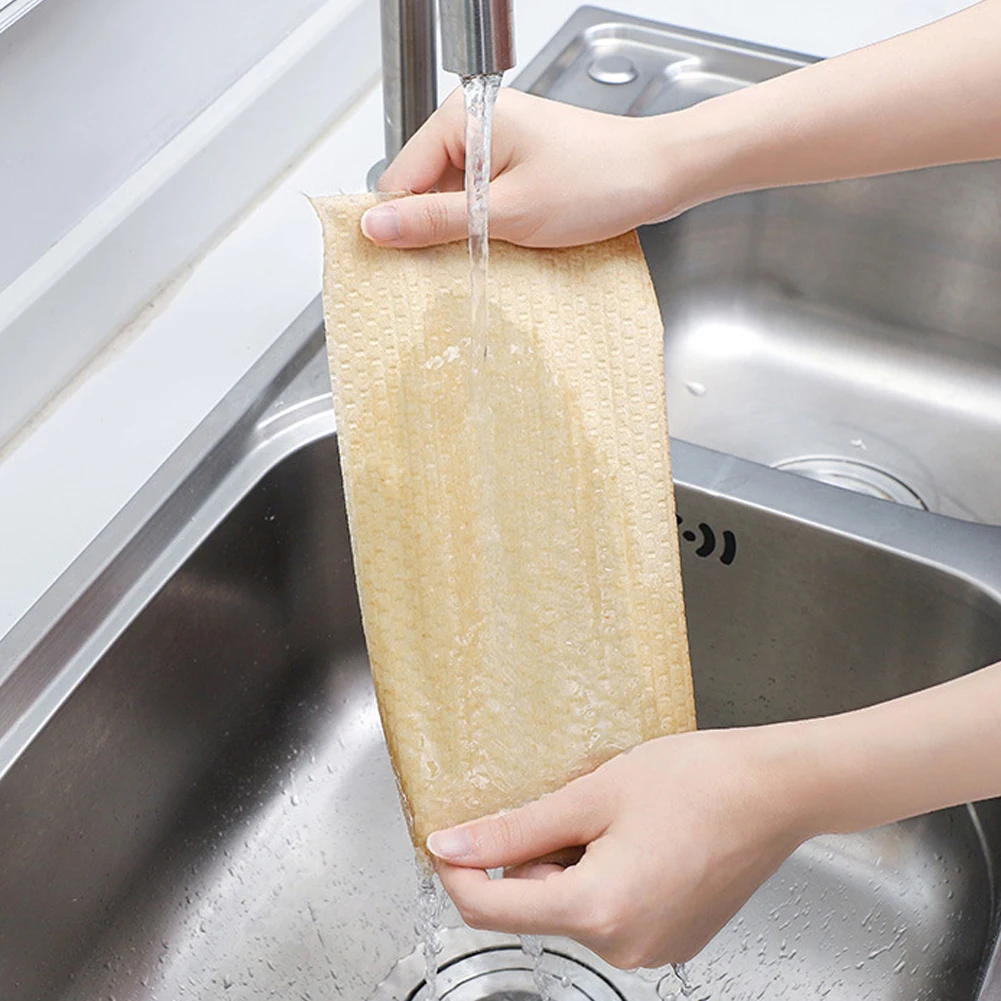 50pcs/Roll Disposable Dish Towel Soft Absorbent Scouring Pad Washcloth Rag Wet & Dry Cleaning Cloth Kitchen Cleaning Tool