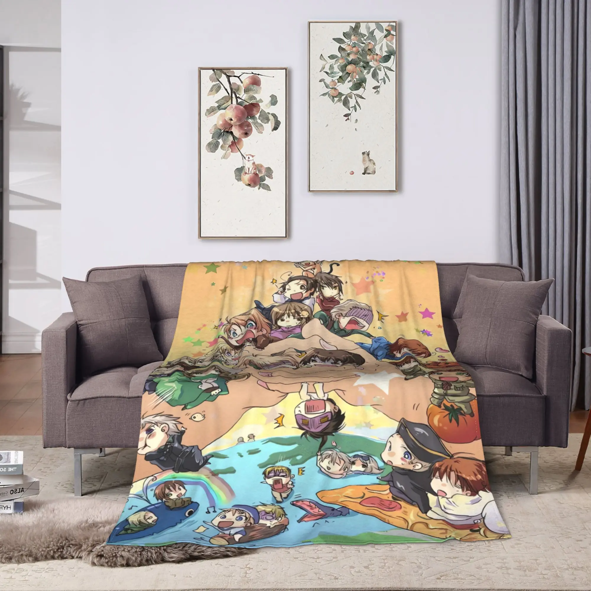 Hetalias Axis Powers Blankets  Camping Flannel Throw Blanket For Outdoor Soft Customized Quality Bedspread Gift Idea