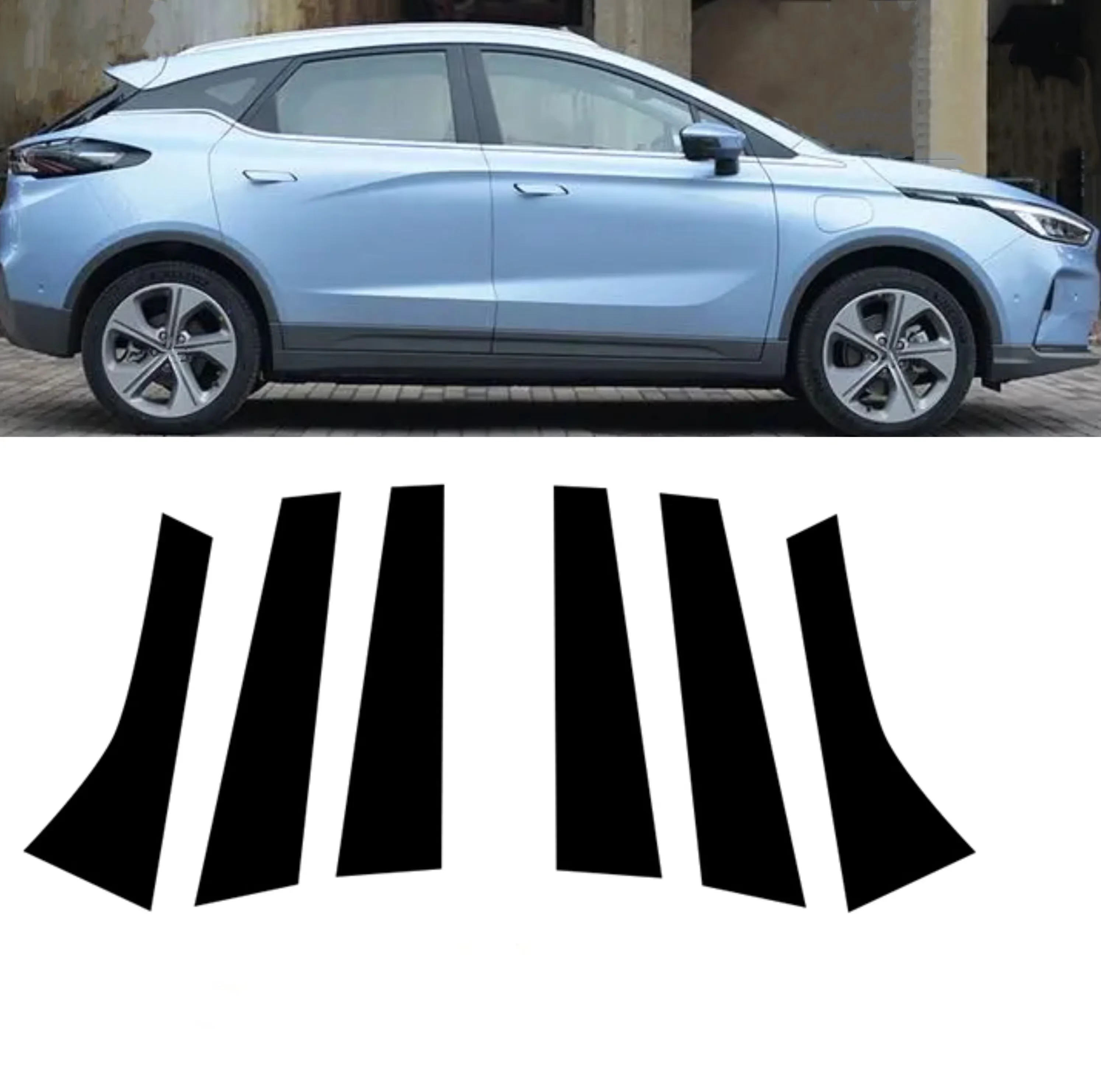 6pcs Glossy Black Pillar Posts Fit For  Geely Geometry C  2020 2021 2022  Window Door Column B C Pillar Post Cover Trim