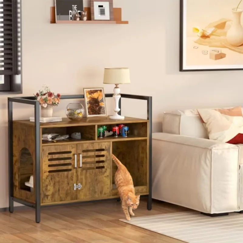 Large Storage Indoor Pet Storage Bench Wooden Pet Cat Dog Cabinet Furniture