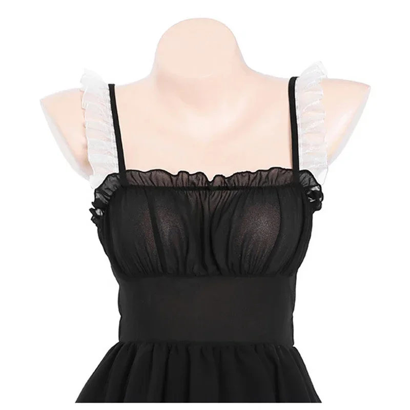 Bad Devil อะนิเมะชุดแม่บ้านฮาโลวีนผู้หญิงค้างคาวปีกชุดเครื่องแต่งกายคอสเพลย์กระโปรงฟองเสื้อผ้าน่ารักสีดํา 2025 ใหม่