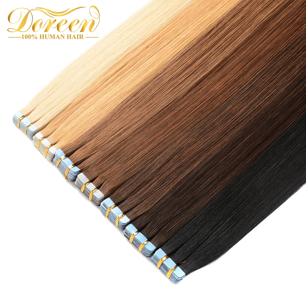 

Лента Doreen для наращивания волос, человеческие волосы, от 16 до 24 дюймов, лента для наращивания человеческих волос Remy, 20 шт., 50 грамм, бесшовная кожа, уток волос