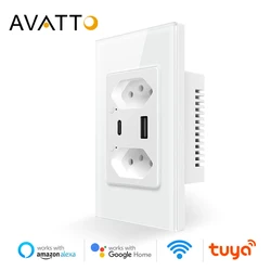 Смарт-розетка AVATTO Tuya с Wi-Fi/Zigbee, 16 А, USB Type-C