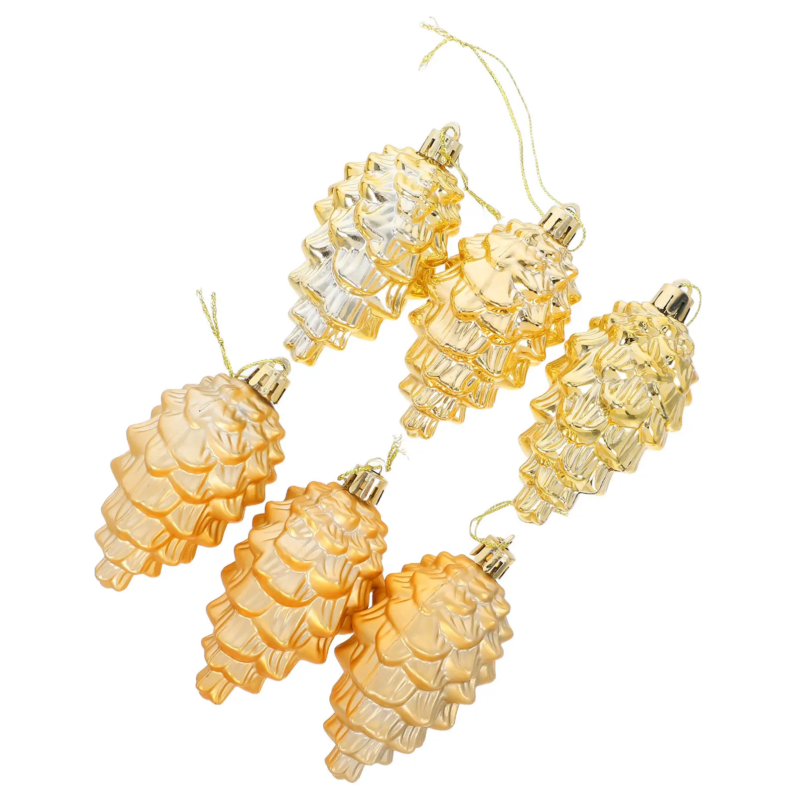 6pcs Sparkling Pinecone Christmas Tree Ornaments – Electroplated Holiday Decor for Indoor Outdoor Use