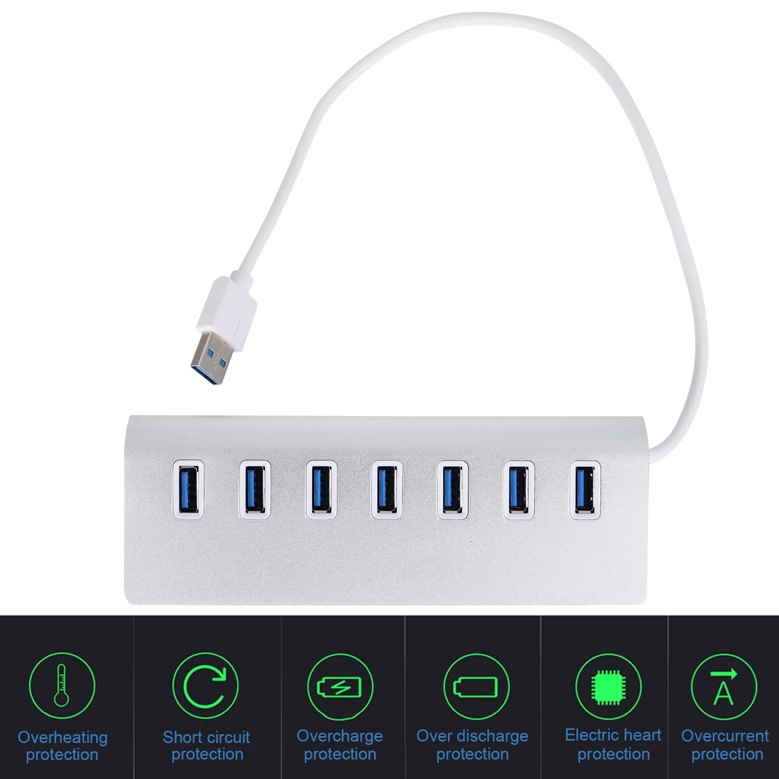 

7-In-1 Usb Hub Adapter Multi-Port 25 Degree Tilted Support 2T Portable Hard Drive Power Supply Usb 3.0 5Gbps Transmission Speed