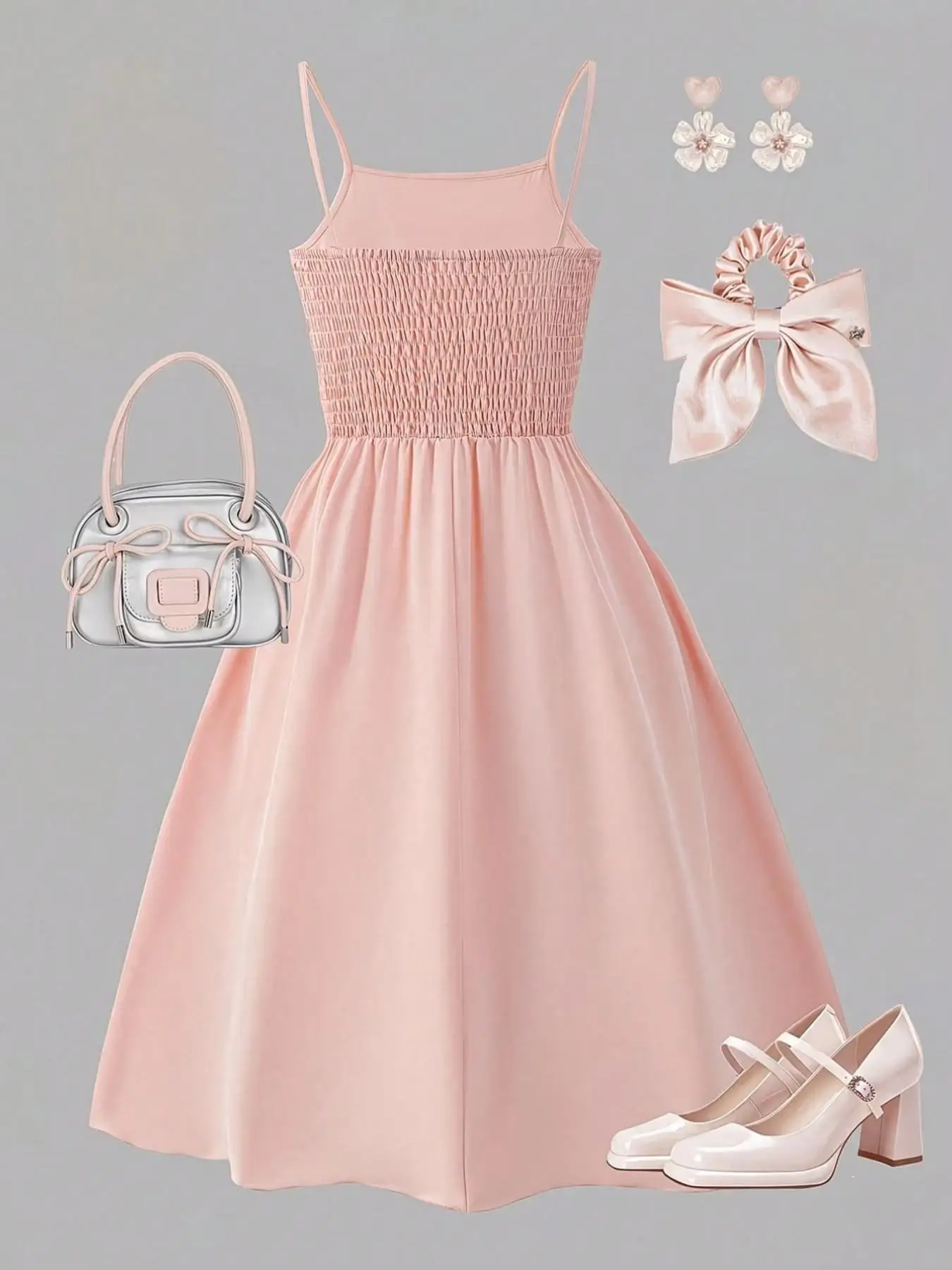 Girls Strapless Bow Decorated Dress Soft Sweet Summer Princess Style Vacation Kids' Clothing