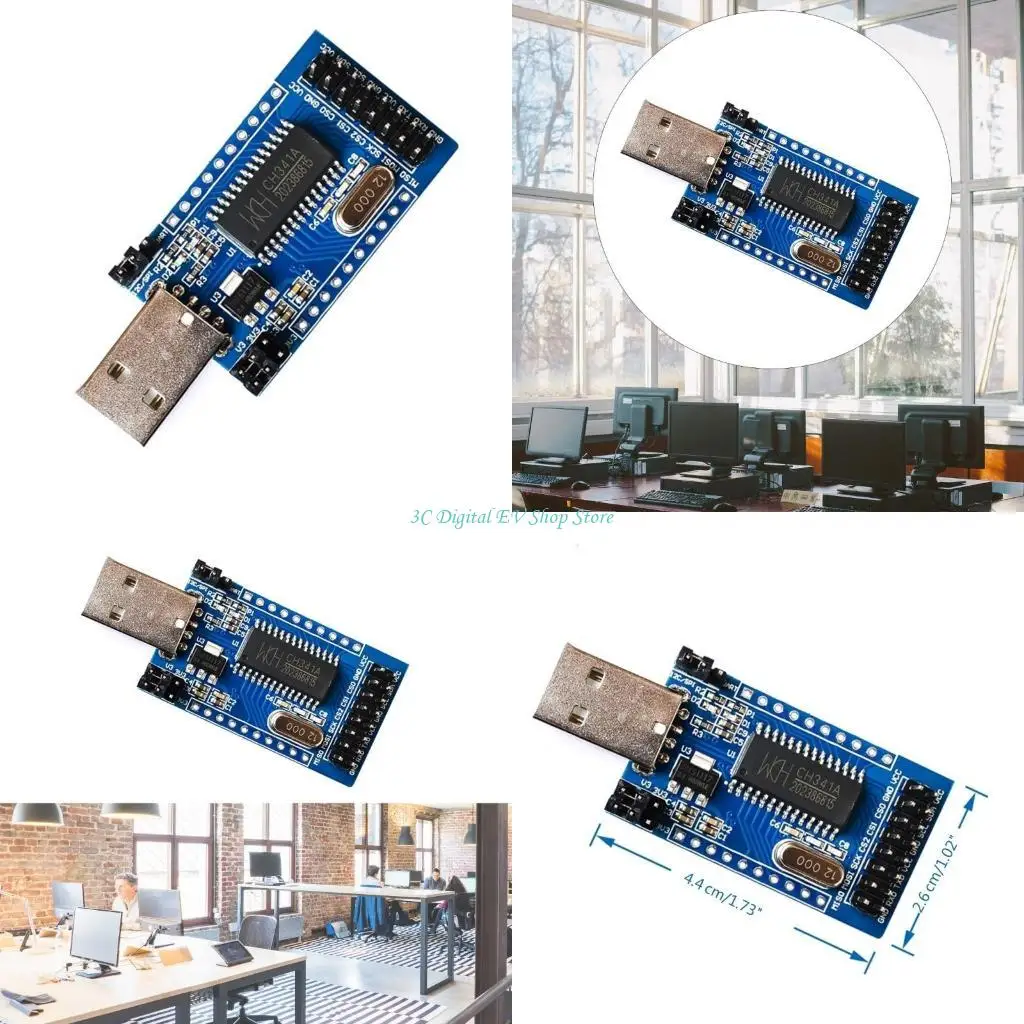 E74D USB to UART IIC ISP I2C CH341 Programmer Converter Parallel Port Converter