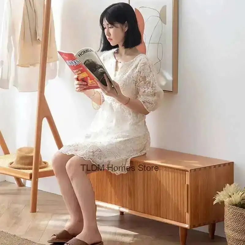 

Changing Door Wood Stools Shoe Solid Japanese Modern Living Room Furniture Home Light Luxury Ottomans Entry Door Shoe Cabinet