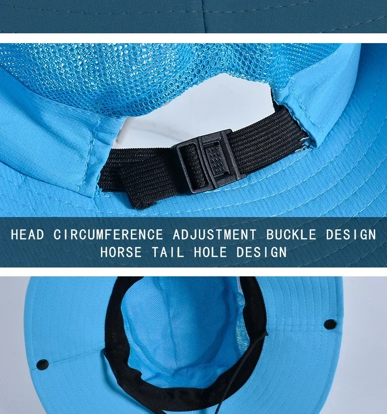 Damen Pferdeschwanz-Fischerhut Wasserdichter Sonnenhut Einfarbig Outdoor Reise Angeln Klettern Wandern Breiter Krempe Bucket Hat – Detail 6