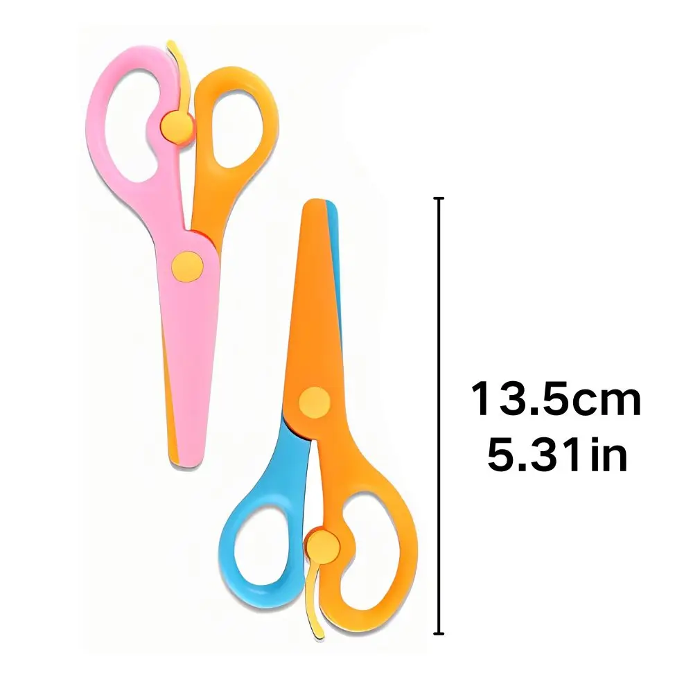 1/7/24pcs Random Color Scissors Spring Loaded Plastic Blunt Tip School Craft Cutting Tool YMY