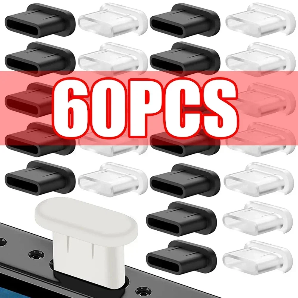 

60/40/1 шт. силиконовые пылезащитные заглушки типа C, защита от пыли для мобильных телефонов, колпачки с портом зарядки USB C, пылезащитные заглушки для IPhone15 Xiaomi