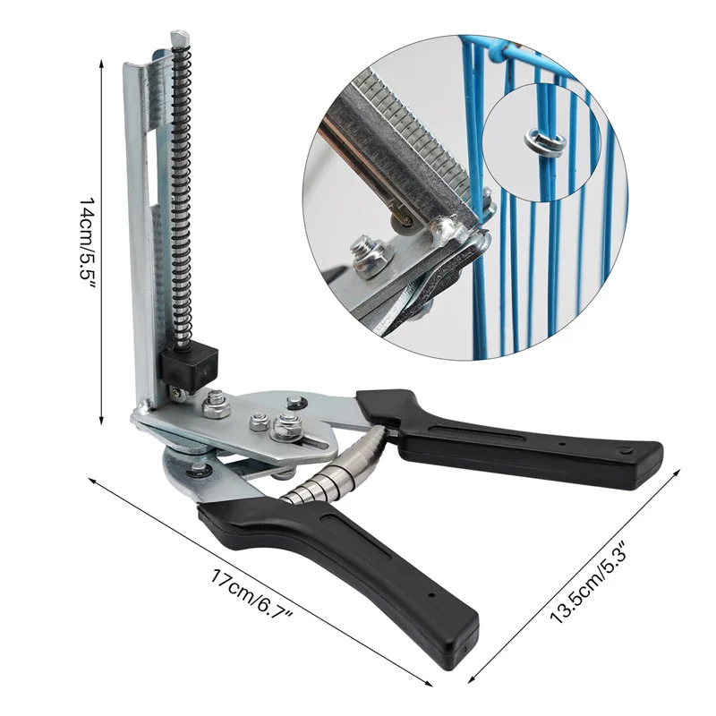 Animal Cage Hog Ring Pliers Blcak Fastening Clamp and 600Pcs M Clips Installation Kit Chicken Rabbit Mink Fox Bird Dog Cage