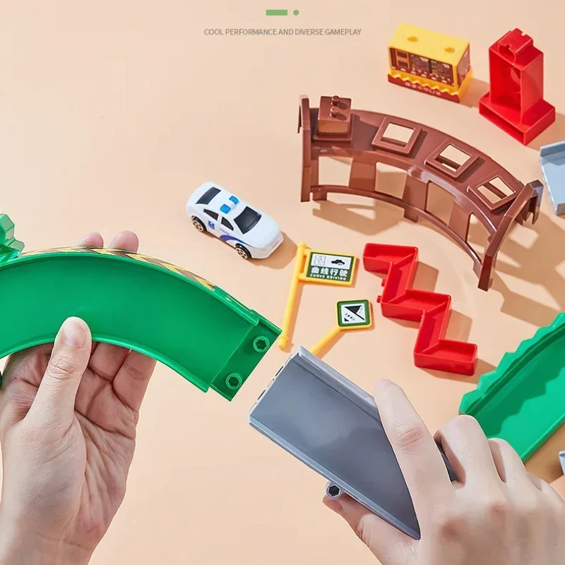 Car Track Toy Dinosaur Mountain Road Parking Garage Gas Station Store Car Diversion Educational For Boys 3-6 Years Old