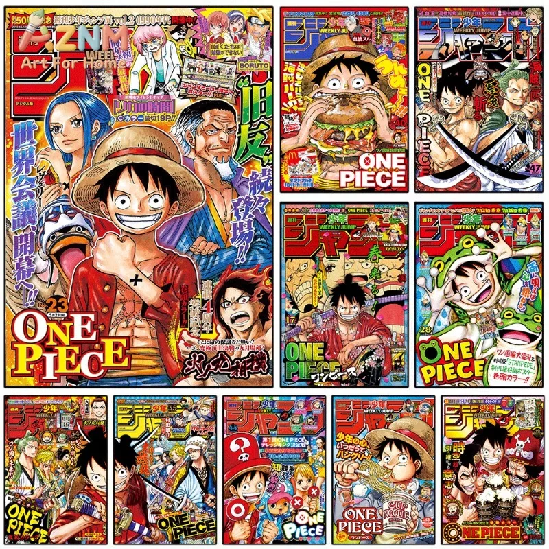 One Piece Weekly Shonen Jump Magazine Cover Canvas Wall Art Unframed Canvas Painting Home Bedroom Living Room Decor Anime Poste
