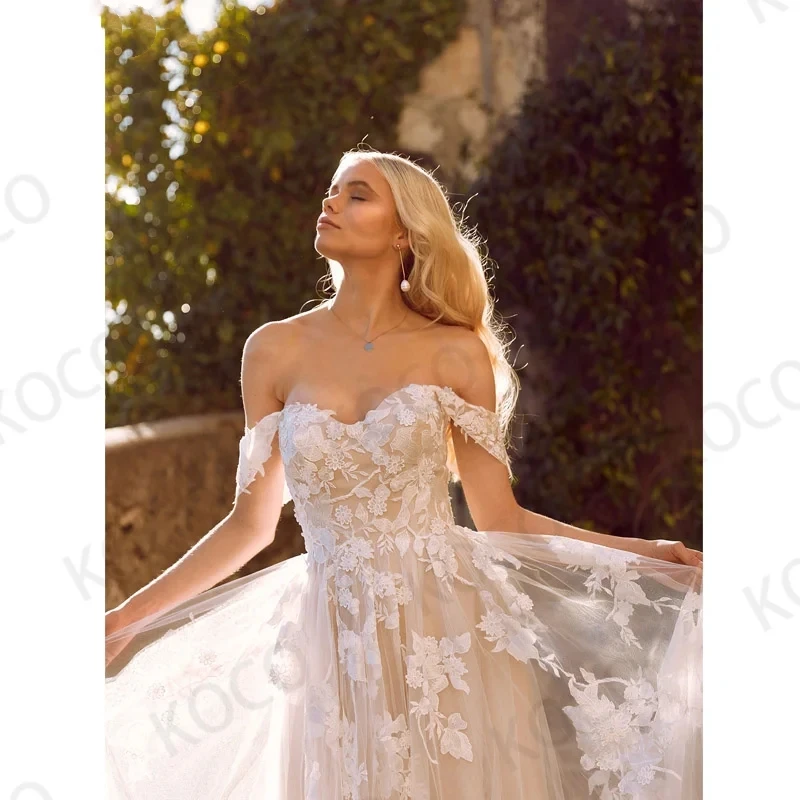 Vestidos De Novia con Espalda descubierta, traje De Novia con escote Corazón, hombros descubiertos, Vintage, tul, 2024