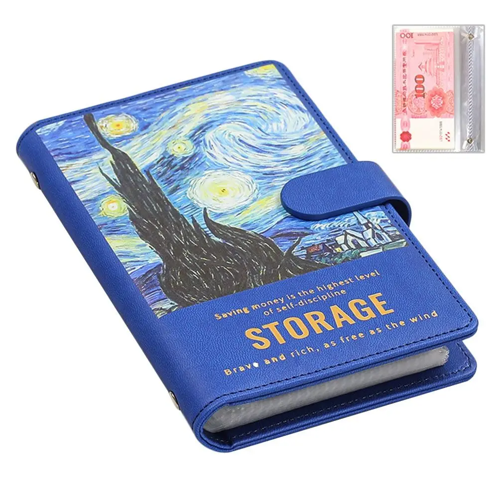 لوحة زيتية 100 ظرف لتوفير المال من تشالنغ PU توفير المال، أوراق تحديات توفير المال، قابلة لإعادة الاستخدام، مجلد ميزانية بسعة كبيرة #1