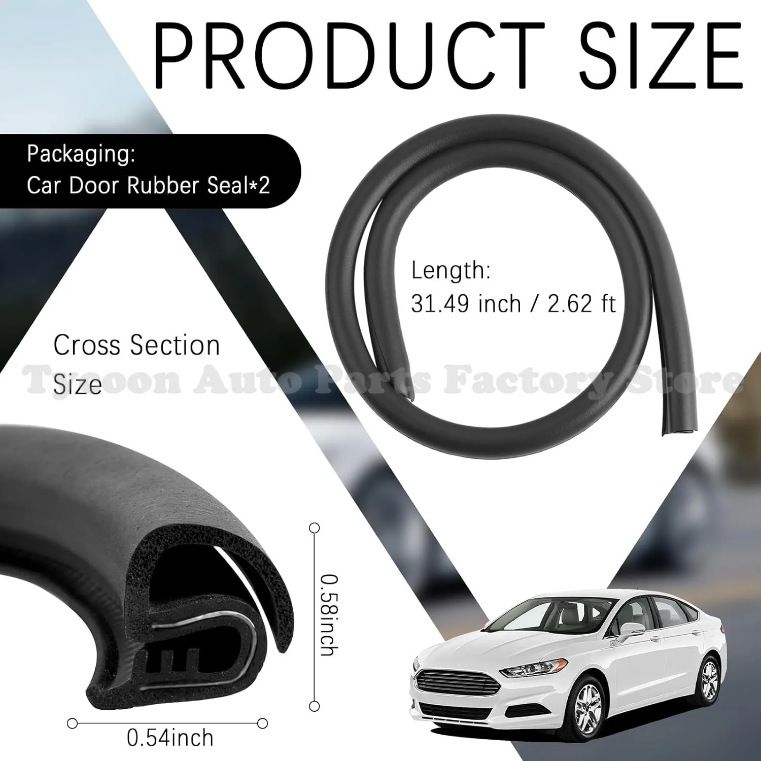 2Pcs Car Door B Pillar Rubber Seal Strip for Chevy Soundproof Weatherstrip Door Edge Molding Trim Replacement Accessories