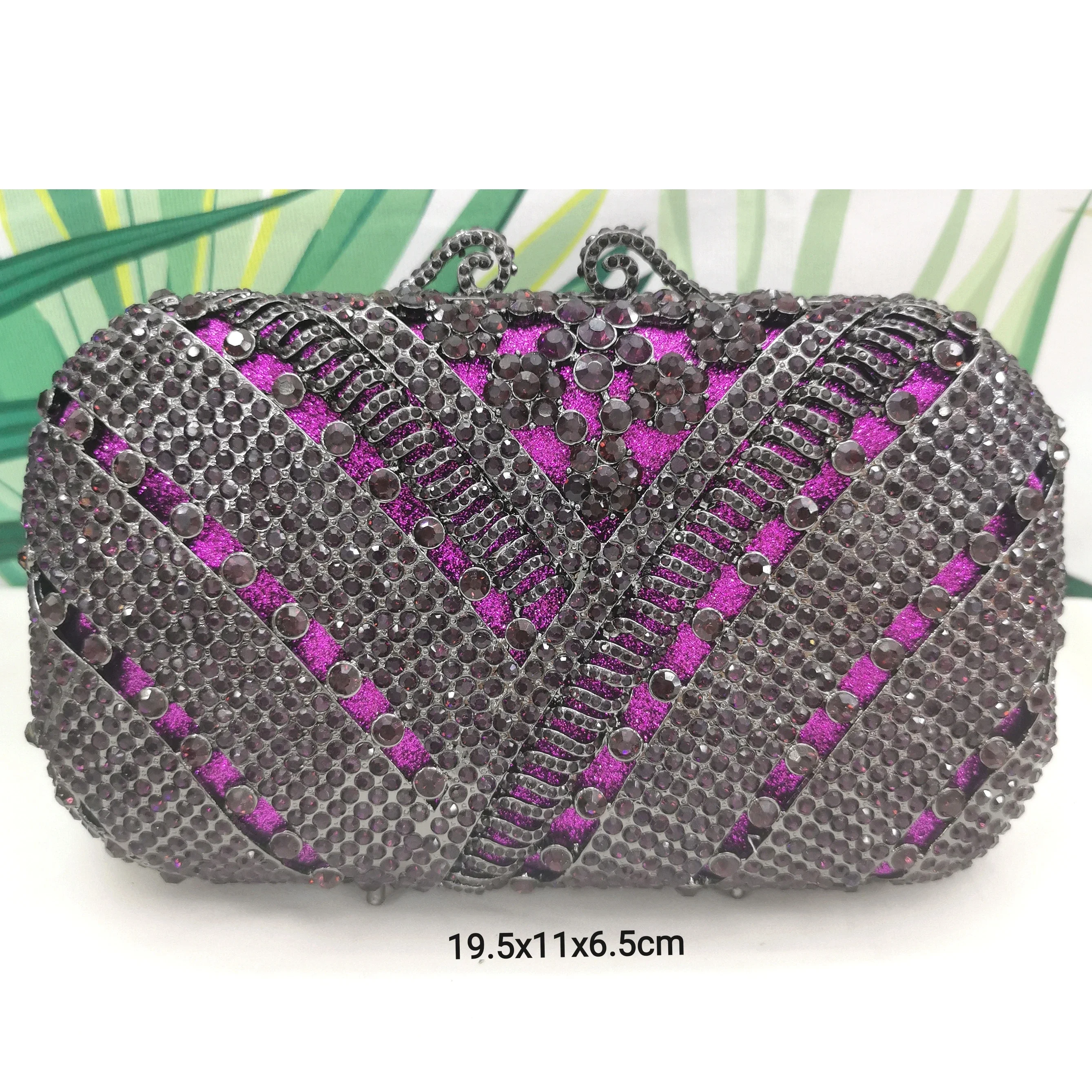 

Purple Gold Silver Color Crystal Lady Party Cocktail Evening Bag Diamond Wedding Bridal Prom Handbag Female Clutch Purse Wallet