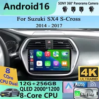 Radio para Auto con Android 16, Carplay, WIFI+4G para Suzuki SX4-CROSS 2014-2017, Reproductor Multimedia de Video, Navegación GPS, Unidad Principal Estéreo