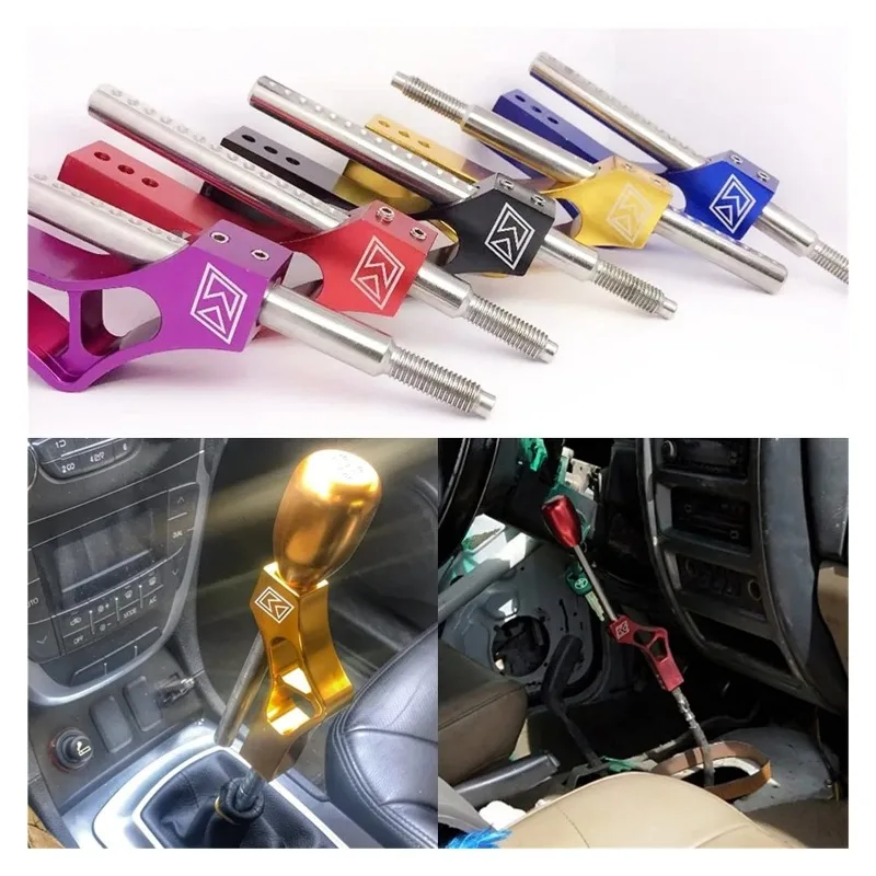 With 4 Adapter Adjustable Height New Adjustable Height Car Shift Knob Extender Aluminum Lever Single Bend Shifter Extension