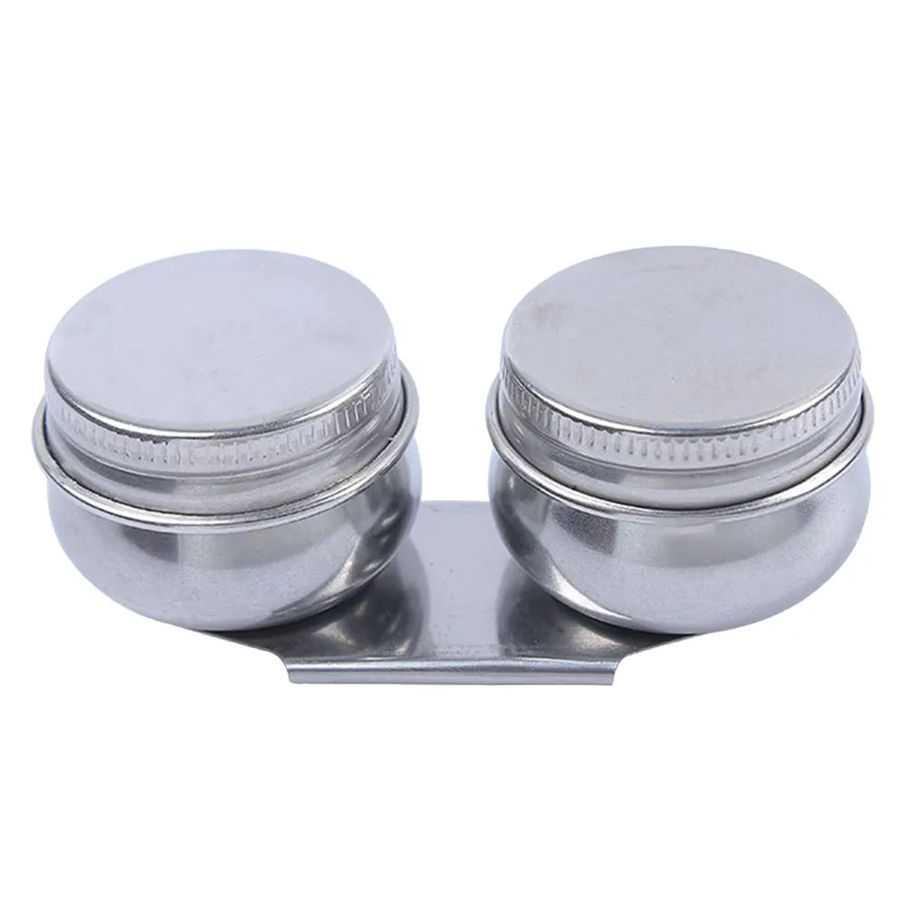 Professional Stainless Steel Double Palette Cup for Oil Painting Artists Dual Compartment Solvent Container Brush Cleaner Rinse