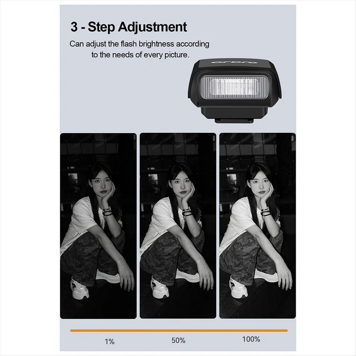 A26Z  Mini Rechargeable GN8 on Camera Flash Light Speedlite 3-Step for Digital Film DSLR Cameras A