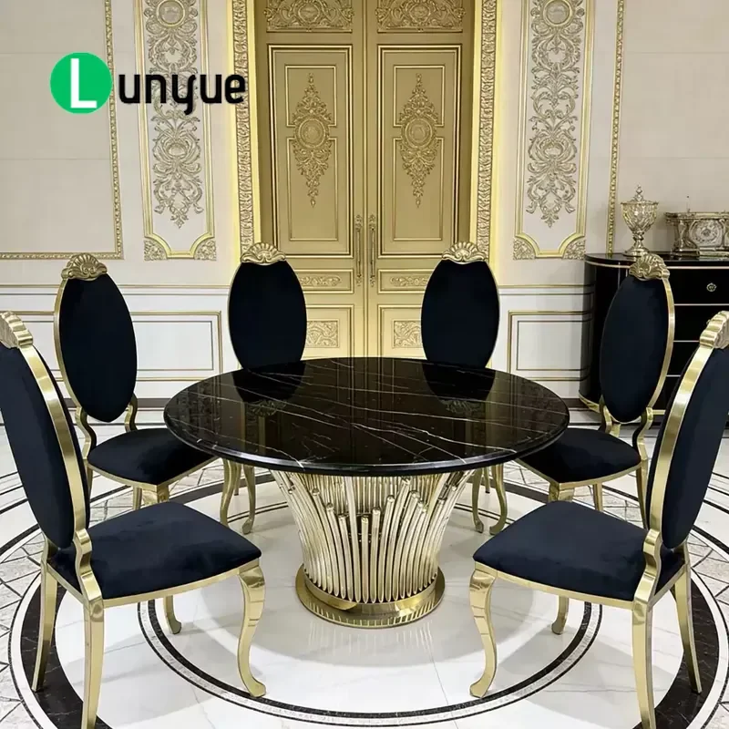 Luxury Marble Countertop Wedding Table Metal Base Durable Eco Friendly Furniture for Hotels Restaurants Banquet Event Decor