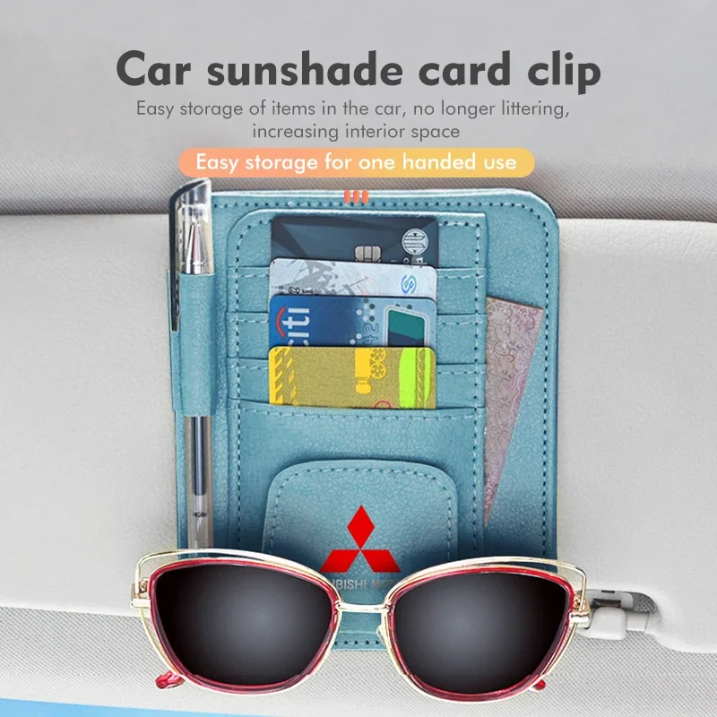 

Car Sunglasses Holder Sun Visor Clip Card Storage Organizer for Mitsubishi Pajero Sport Lancer ASX L200 Interior