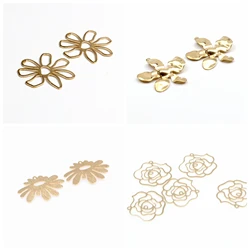 Hammered Brass Charms,Flower connector,Findings Accessories For Diy Earrings Necklace Bracelet DIY Making,Jewelry Supplies