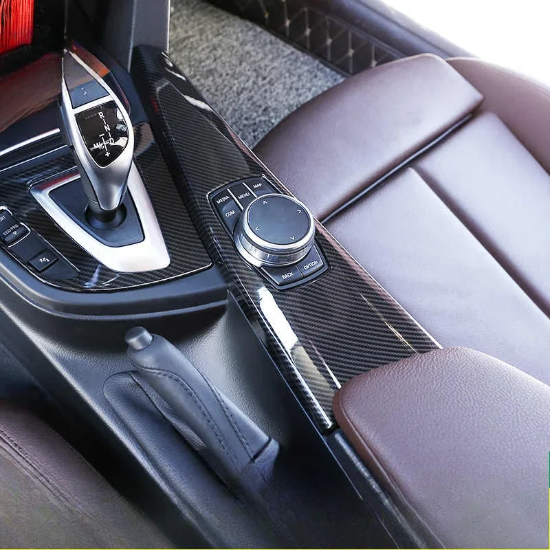 Für BMW 3er 4er Serie F30 F31 F32 F36 3GT 320i Carbon-Faser Mittelkonsole Schalthebel-Abdeckung Aufkleber Innenraum-Dekoration