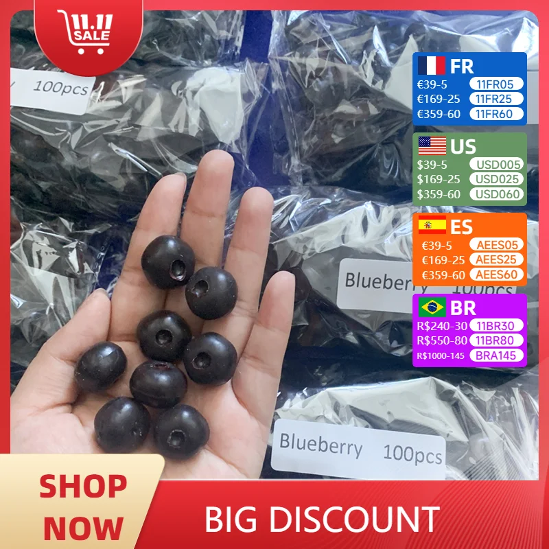 100g Blueberries Pyofruit Fresh Farm Product Model Display Muffin Toy Food Pie Bakery Eat Blueberry Props Sweet Dessert PVC Cake