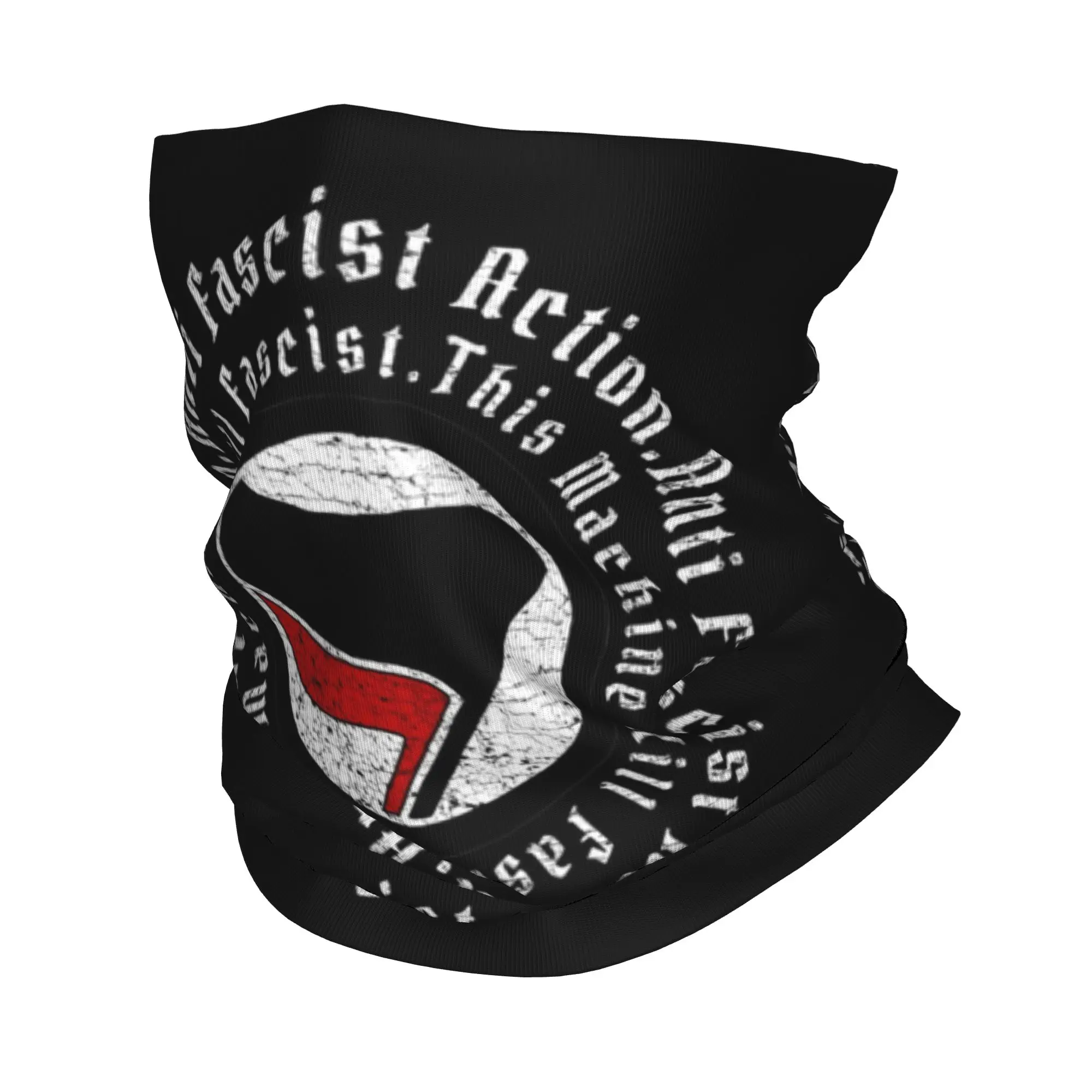 

Vintage Anti Fascist Flag Bandana Neck Cover Printed Face Scarf Warm Cycling Scarf Riding for Men Women Adult All Season