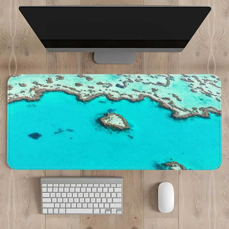 

overlock Mouse Pad Desk accessories Game Console Pad Computer Laptop Pad office Pad Keyboard Mouse Pad Blue Coastline
