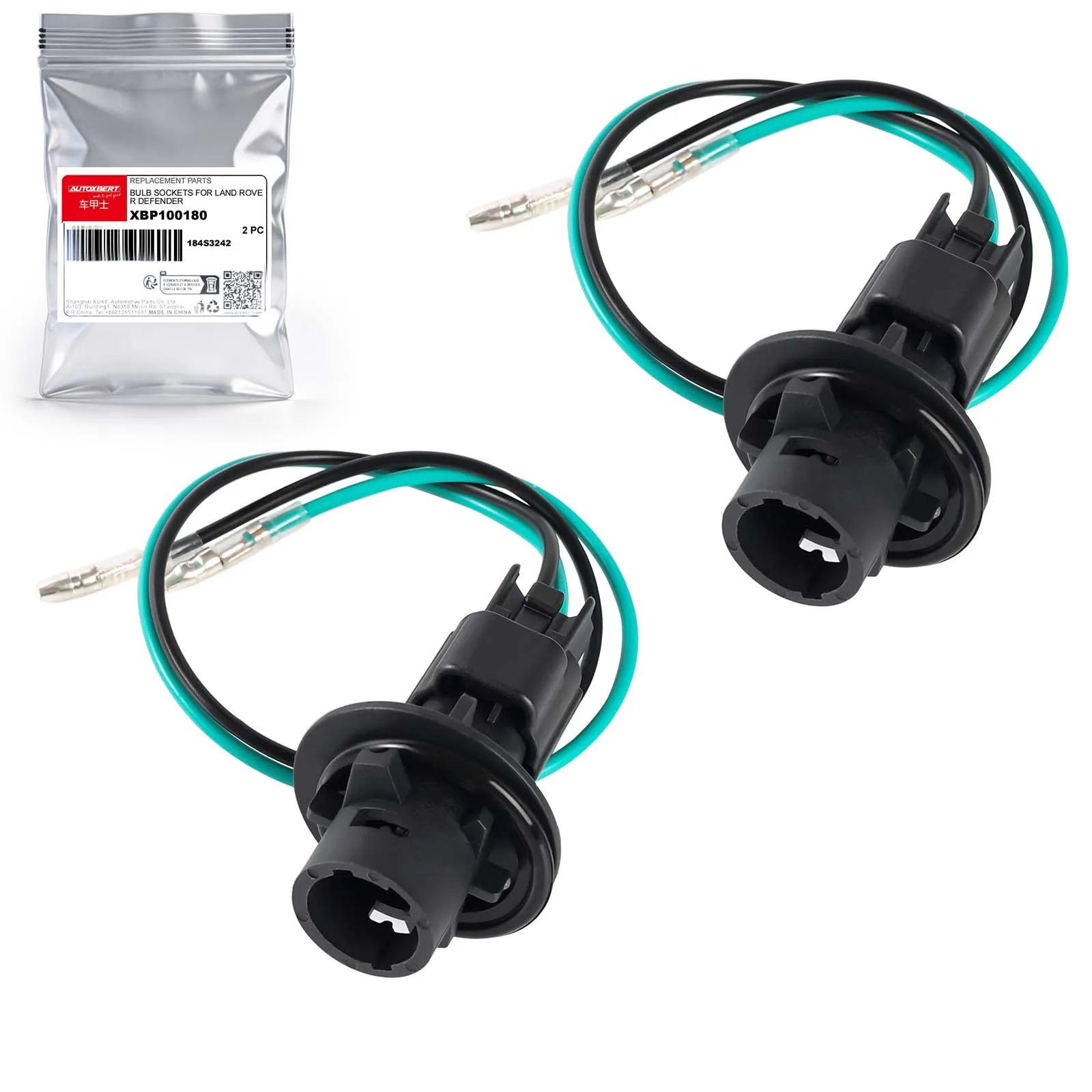 2x Rear Indicator Bulb Holder Connector Lead Plug for Land Rover Defender 1990-2016 XBP100180 ABS Black Replacement Part