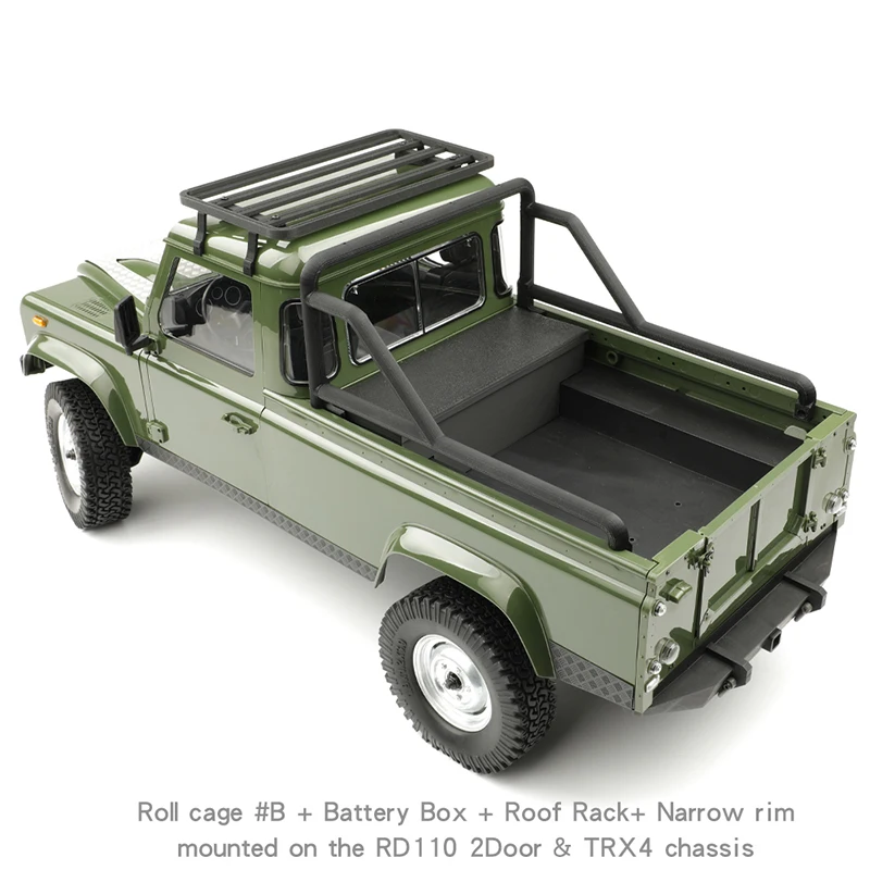 Caja de herramientas de batería, jaula enrollable tipo B para 1/10 RC Crawler Car Traxxas TRX4 Defender RD110, camioneta de 2 puertas, piezas de actualización DIY