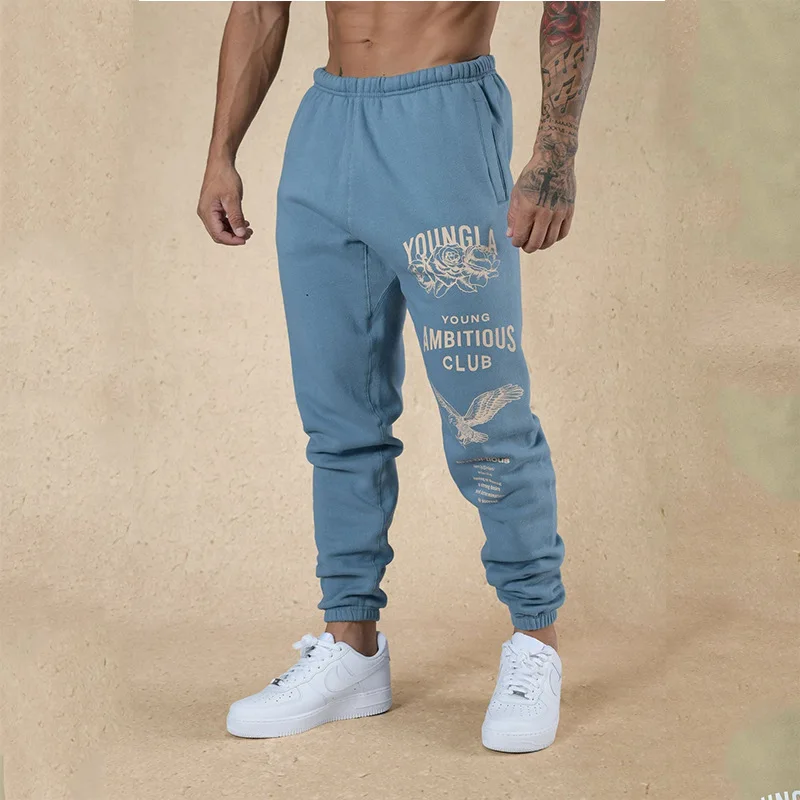 2024 new youngla trend men's sweatpants casual pants gym running cycling bodybuilding training pants