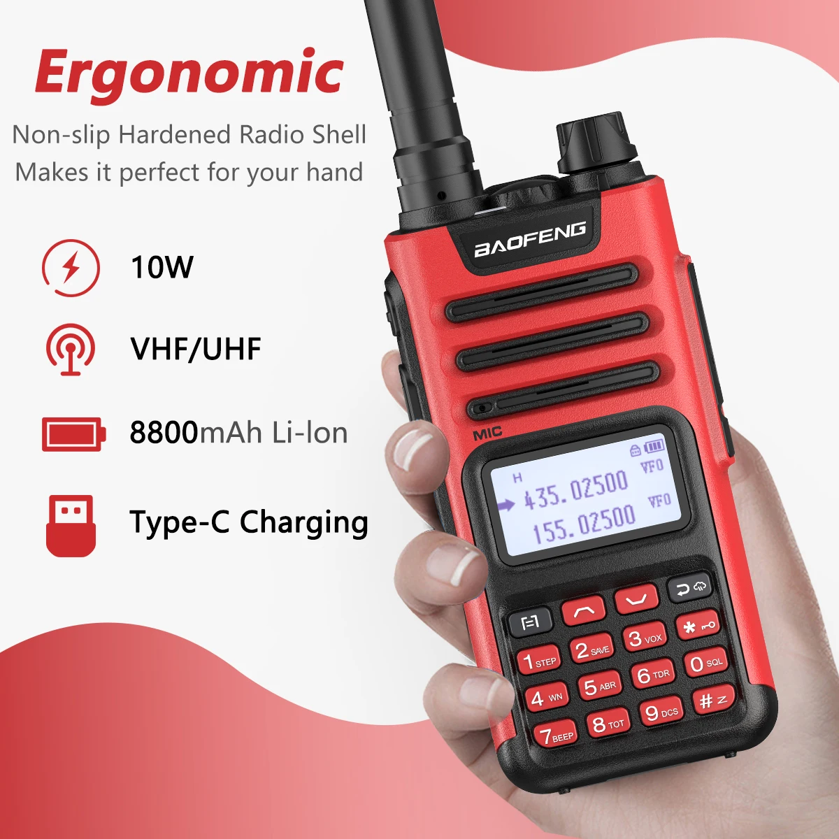 2PCS BaoFeng UV-13 PRO V2 10W Walkie Talkie 999Channels Dual Band VHF UHF High Power Type-C Charger Long Range Two Way Ham Radio