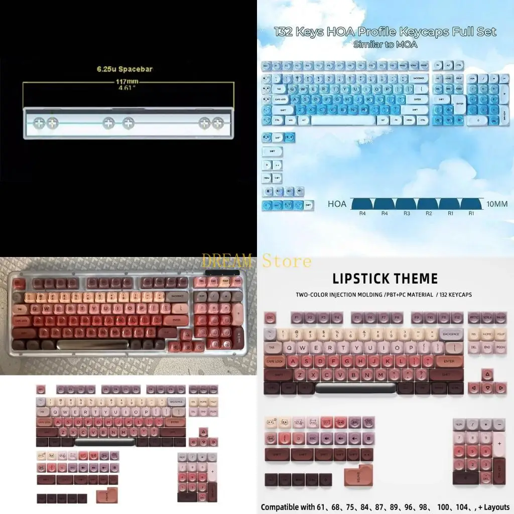 PBT+PC Double Shot Injection Molded Lipstick Keycaps HOA Profile For 61 To 108Keys Mechanical Keyboards best sale