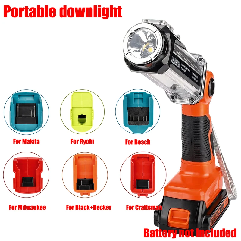 For Makita/Milwaukee/Bosch/Ryobi/Black+Decker/Craftsman 18/20 Li-ion Batteries Portable Camping Outdoor Light Emergency Lighting