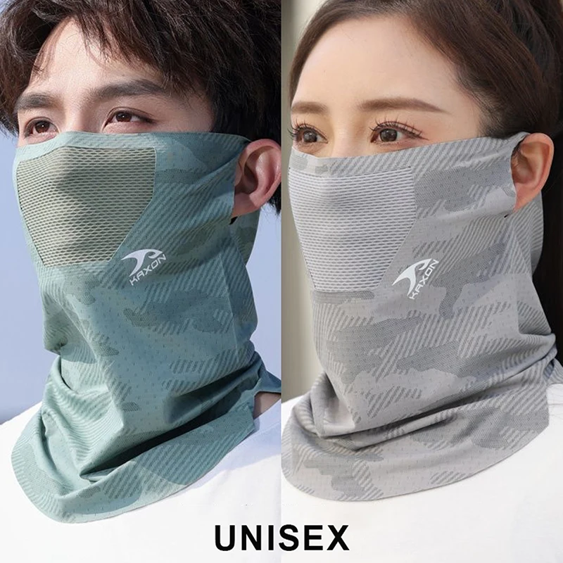 Sunscreen Face Mask Breathable Mesh Neck Gaiter Mask Scarf Ice Silk Outdoor Mask Driving Cycling Elastic Hanging Ear Mask