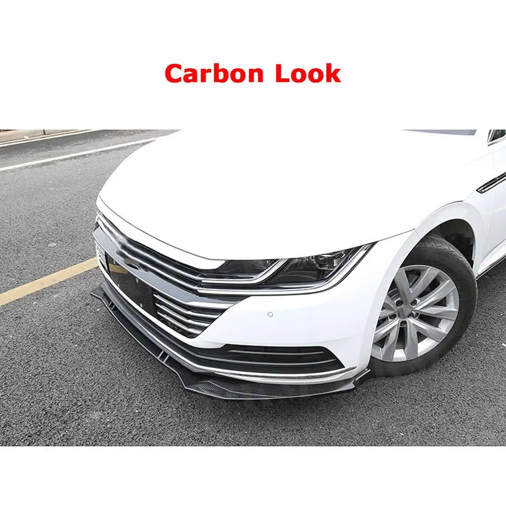

JCYECF 3Pcs/Set Front Bumper Lip Spoiler For Volkswagen CC 2019 2020 ABS Black Head Chin Shovel Protector Car Styling