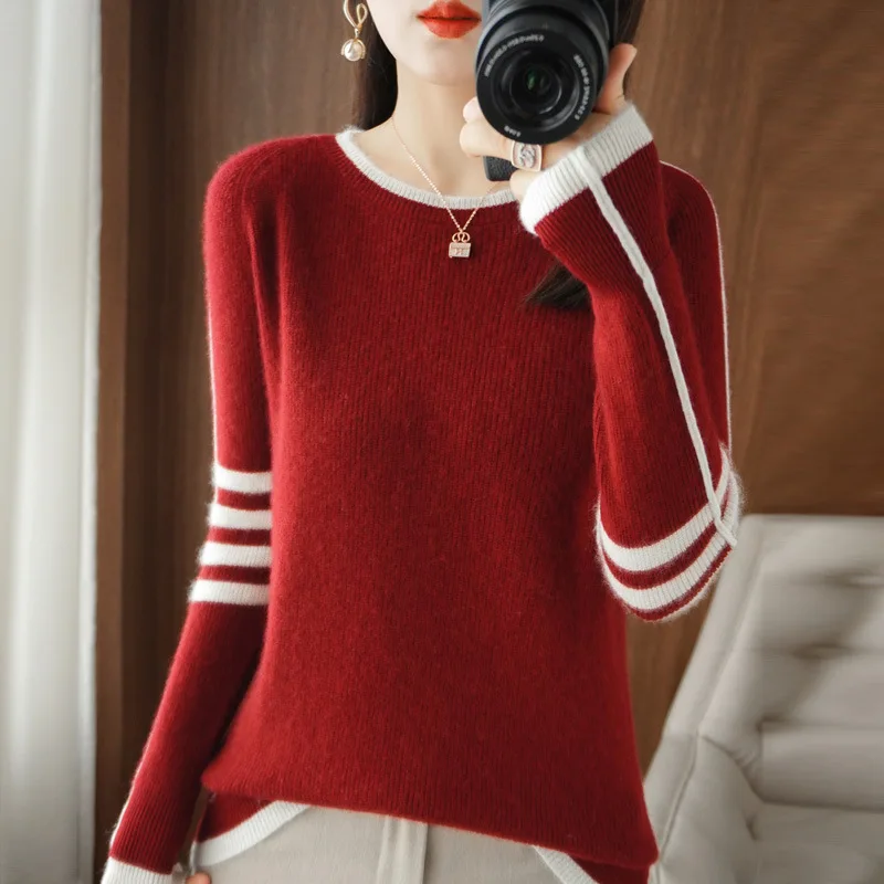 Sport Style Pulls Woman Clothing Knitwear Round Neck Long Sleeve Tops Spring Autumn Women's Sweater Knit Jumper Female Clothes
