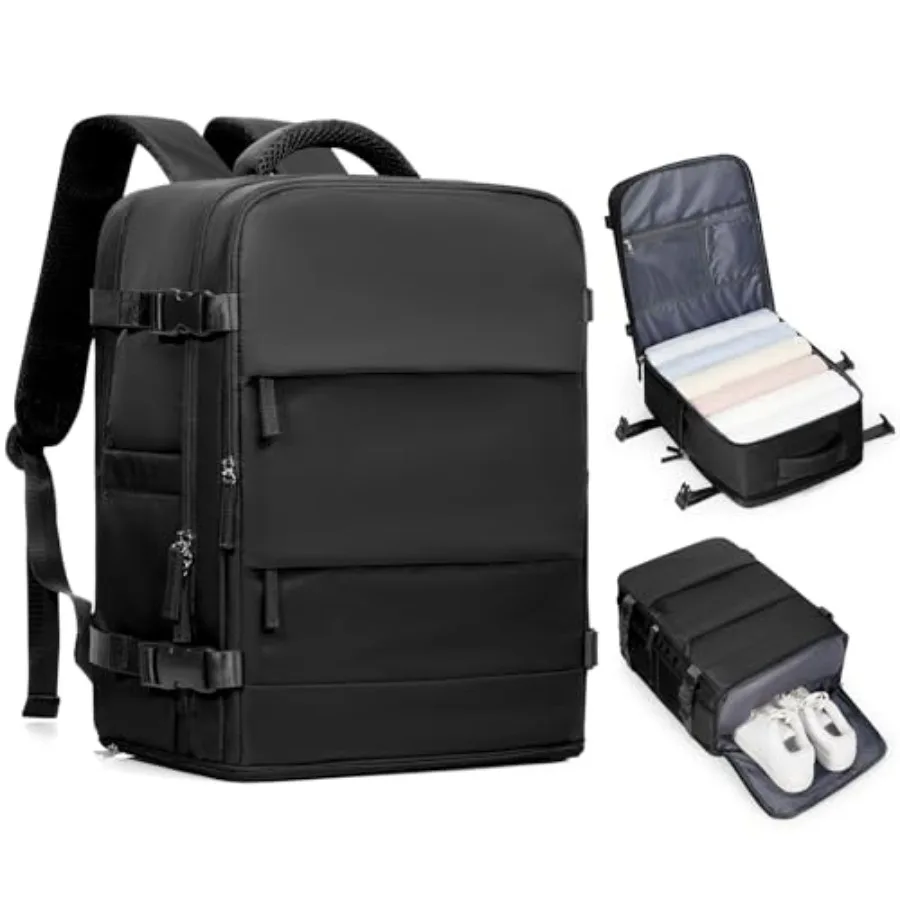 

Black Travel Backpack Carry on Flight Approved Mochila De Viaje Personal Item Backpack for Airlines Frontier Airlines Personal