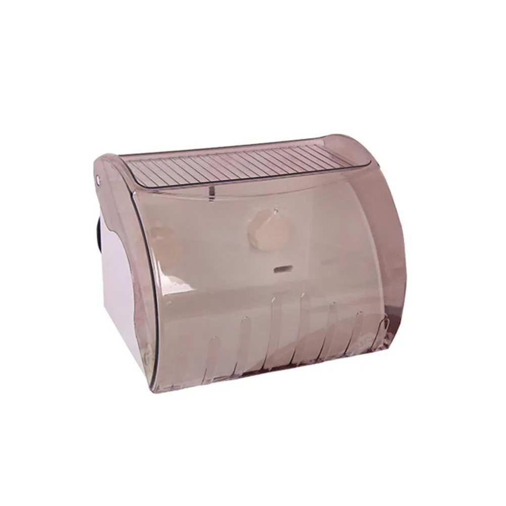 Heavy Duty Waterproof Tissue Paper Holder Box Clear Plastic Cover Toothed Opening Design Upper Utility Shelf for Phone Keys
